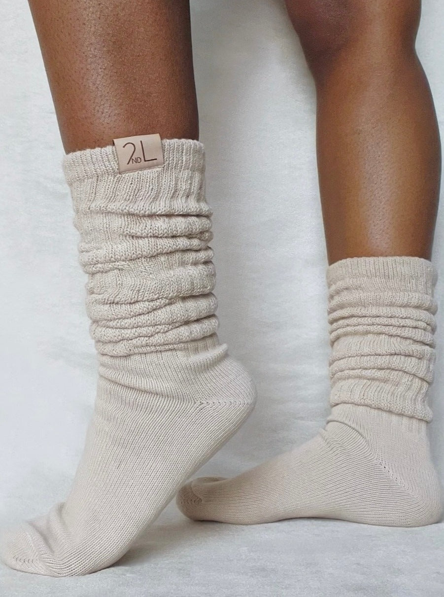 Fashion Slouch Socks Scrunch 100% Cotton,Soft Extra Long Scrunch Knee High  Sock